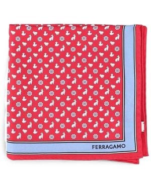 Ferragamo Primavera Silk Pocket Square - Red