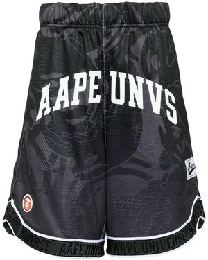 Aape By A Bathing Ape Logo-Print Track Shorts - Black