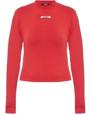 Jacquemus Long-Sleeved T-Shirt With Applique - Red