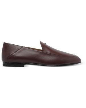 Tod's Logo-Plaque Leather Loafers - Brown
