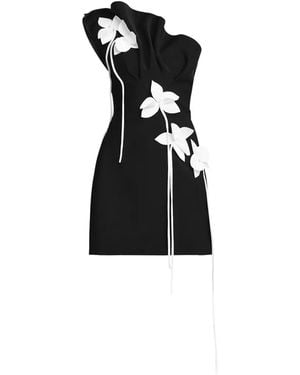 Acler Lugini Flower-Appliqué Mini Dress - Black