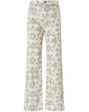 Pinko Wide-Leg Trousers With Cottage Flower Print - Natural