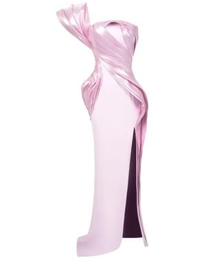 Gaby Charbachy Robe Longue Drapée À Une Épaule - Pink