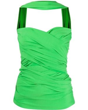 Balenciaga Ruched Wrap Top - Green