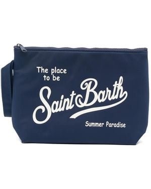 MC2 Saint Barth Aline Clutch Mit Logo-Print - Blau