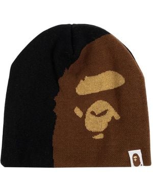 A Bathing Ape Ape Head Knit Hat - Brown
