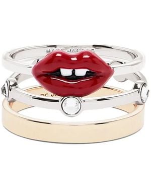 Marc Jacobs Lips Ring (3Er-Set) - Rot