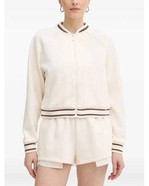 ARMANI EXCHANGE Logo-Embroidered Striped-Trim Jacket - Natural