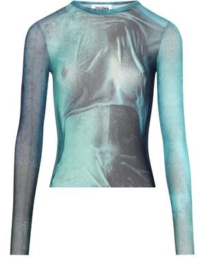 Jean Paul Gaultier Langarmshirt Mit Wasser-Print - Blau