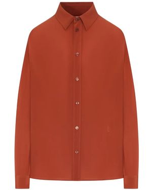 Saint Laurent Long-Sleeve Silk Shirt - Orange