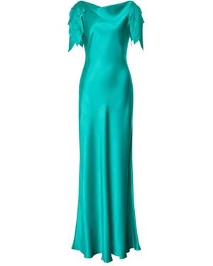 Alberta Ferretti Satin Maxi Dress - Green