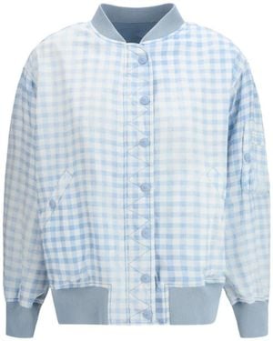 Ermanno Scervino Ribbed Vichy Bomber Jacket - Blue