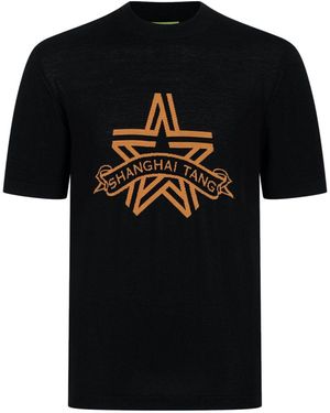 Shanghai Tang Star Cotton Knitted T-shirt - Black