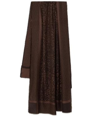 Liu Jo Leopard-Print Logo-Pattern Scarf - Brown