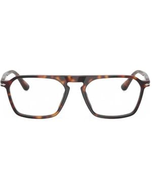 Persol Brille Mit Eckigem Gestell - Braun