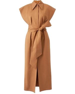 Carolina Herrera キャップスリーブ ドレス - ブラウン
