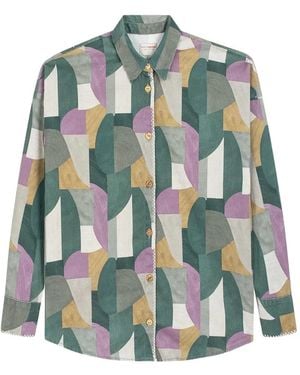 Favorite People Cratons Geometric-Pattern Long-Sleeves Shirt - Green