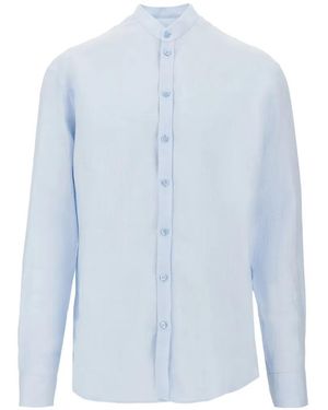 Emporio Armani Guru-Collar Long-Sleeve Shirt - Blue