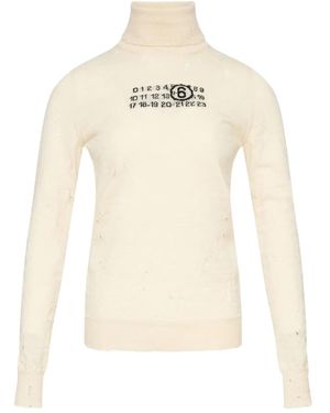 MM6 by Maison Martin Margiela Numbers-motif sweater - Weiß