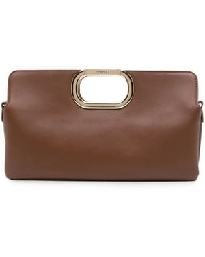 Twinset Logo-Engraved Cut-Out Handle Tote Bag - Brown