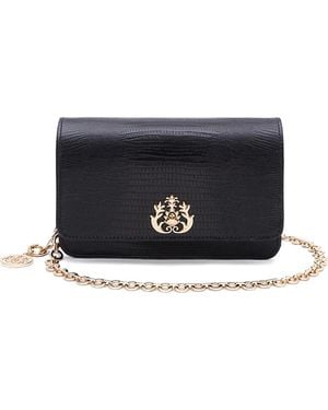 Isla Forever embossed-leather clutch bag - Negro