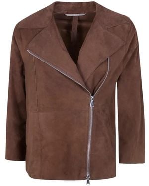 The Jackie Leathers Zip Leather Jacket - Brown