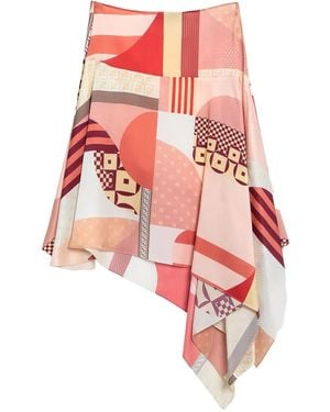 Fendi Falda asimétrica con motivo gráfico - Rojo