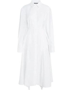 KARL LAGERFELD Pleated Poplin Shirt Midi Dress - White