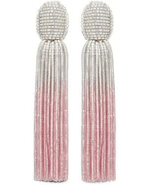 Oscar de la Renta Ombre Beaded Tassel Earrings - Pink