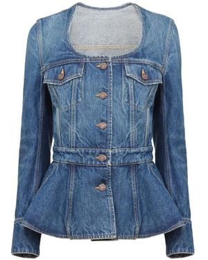 Chloé Button Flap-Pocket Denim Jacket - Blue