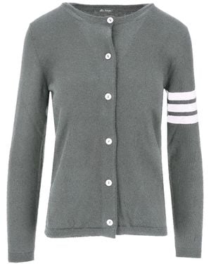 LA ROSE Stripe-Detail Cardigan - Grey