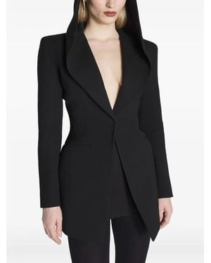 Mugler パデッドショルダーフーデッドジャケット - ブラック