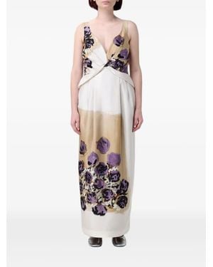 Antonio Marras Floral-Print Silk Maxi Dress - White