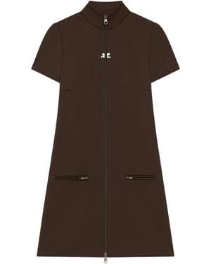 Courreges ジップアップ ミニドレス - ブラウン