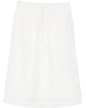 ShuShu/Tong Floral-Lace Midi Skirt - White