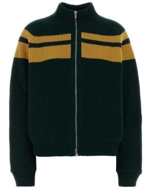 Miu Miu Striped Wool Cardigan - Black