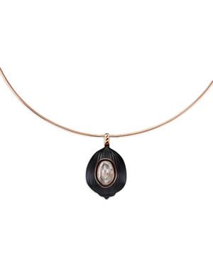 Dezso by Sara Beltran Coquito Polki Diamond And Onyx Necklace - Pink