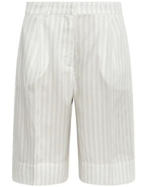 Munthe Uama Pinstripe-Pattern Pleated Shorts - White