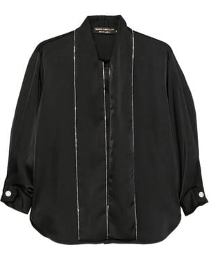 SIMONA CORSELLINI Crystal-Embellished Satin Blouse - Black