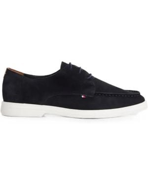 Tommy Hilfiger Moc Toe Suede Lace-Up Derby Shoes - Black