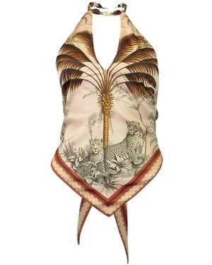 retroféte Zaphira Palm-Print Blouse - Metallic