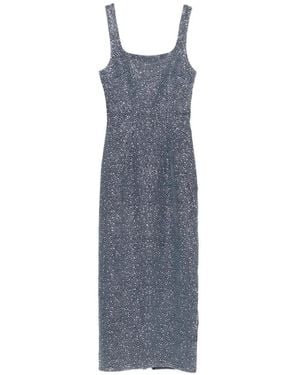 Twentyfourhaitch Square-Neck Midi Dress - Blue