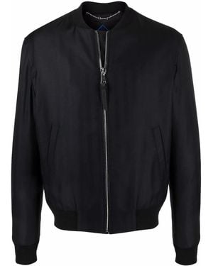 Billionaire Wolf-Print Bomber Jacket - Blue