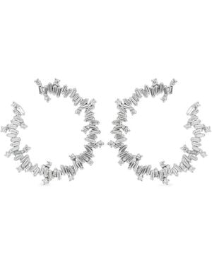 Suzanne Kalan Fireworks Diamond Spiral-Hoop Earrings - White