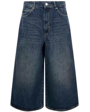 Soeur Faded Wide-Leg Shorts - Blue