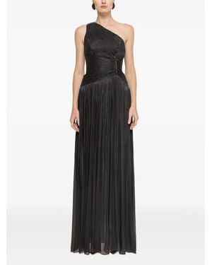 Nissa One-Shoulder Voile Maxi Dress - Black
