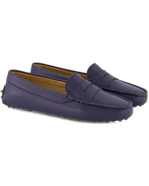 Atelier Verdi Grained Leather Loafers - Blue
