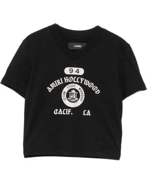 Amiri Logo-Print V-Neck T-Shirt - Black