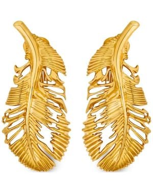 Oscar de la Renta Feather Earrings - Yellow