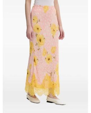 Never Fully Dressed Midirock Mit Blumenprint - Gelb